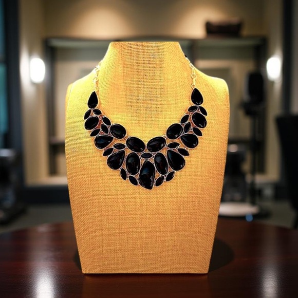Onyx Necklace stunning statement, necklace, silver & onyx necklace NEW - Picture 9 of 15